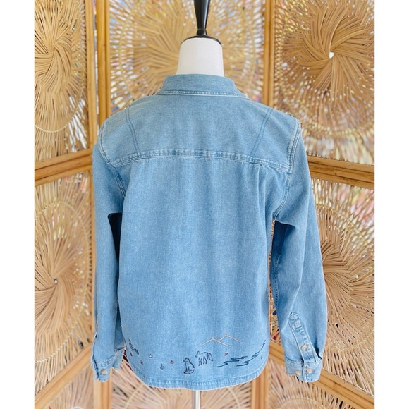 Vintage Christopher & Banks Denim Long Sleeve Noah’s Ark Button Down Shirt - Picture 3 of 8